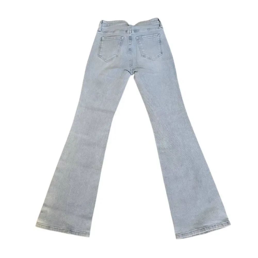 Boston Proper Women's Stretch Mid-Rise Flare Leg Jeans Light Blue Wash Size 0